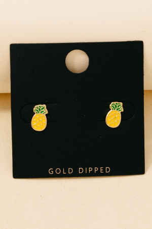 Gold Dipped Pineapple Stud Earrings