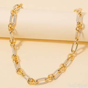Gold Dipped Intricate Two Tone Classic Chain Necklace