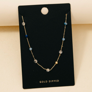 Gold Dipped Mini Station Beads Chain Necklace