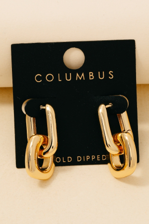 Gold Dipped Square And Rectangle Hoop Earrings