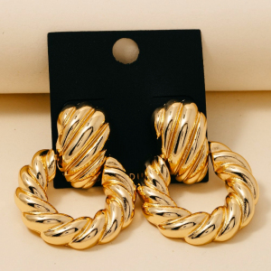 Gold Dipped Twisted Door Knocker Earrings