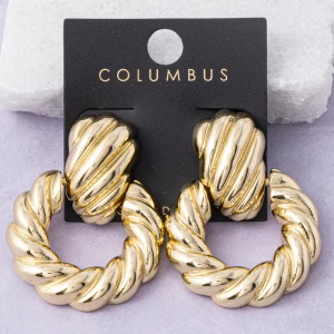 Gold Dipped Twisted Rope Door Knocker Earrings