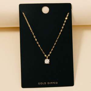 Gold Dipped Circle Cz Gem Pendant Necklace