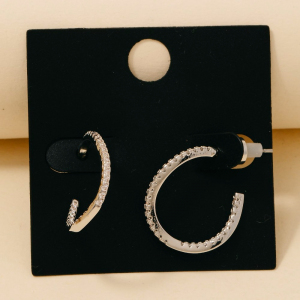 Gold Dipped Cz Pave Edge Wavy Hoop Earrings