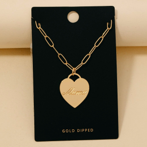 Gold Dipped Mama Heart Pendant Necklace