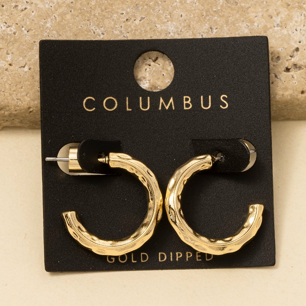 Gold Dipped Warped Hoop Earrings