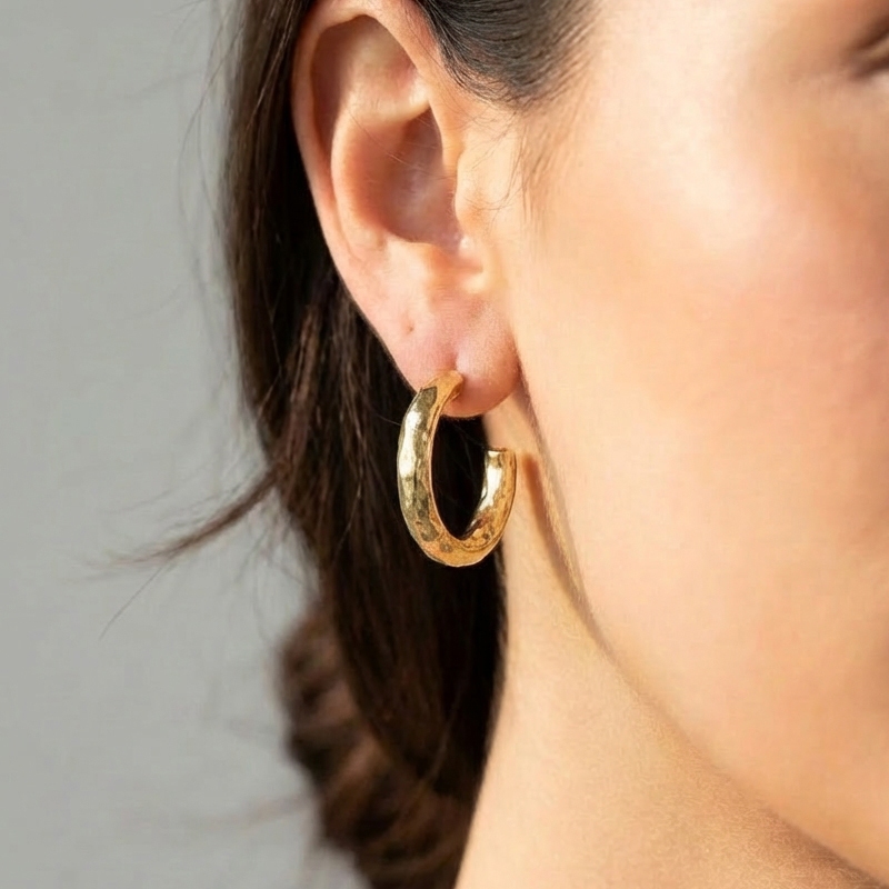 Gold Dipped Warped Hoop Earrings
