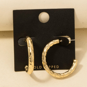 Gold Dipped Textured Hoop Earrings