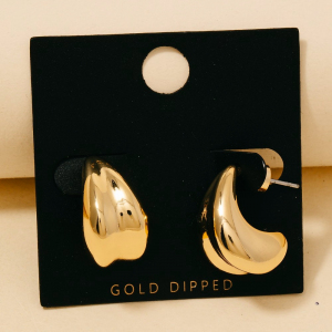 Gold Dipped Solid Layered Teardrop Hoop Earrings