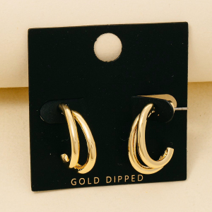 Gold Dipped Double Layered Dainty Hoop Earrings