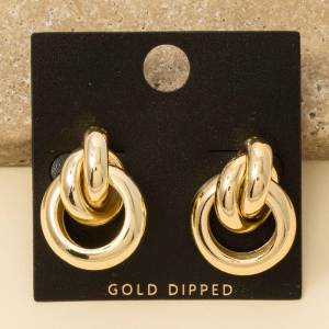 Gold Dipped Thick Layered Door Knocker Earrings