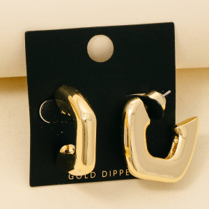 Gold Dipped Abstract  Thick Hoop Earrings