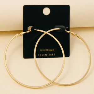 Gold Dipped Large Latch Hoop Earrings