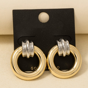 Gold Dipped Two Tone Door Knocker Earrings