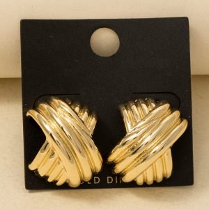 Gold Dipped Hash Weave Hoop Earrings