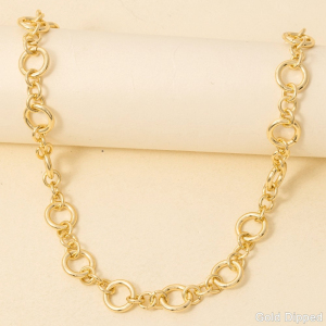 Gold Dipped Mixed Circle Chain Link Necklace