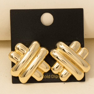 Gold Dipped Hashtag Stud Earrings
