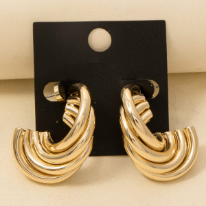 Gold Dipped 4 Tube Layered Hoop Earrings