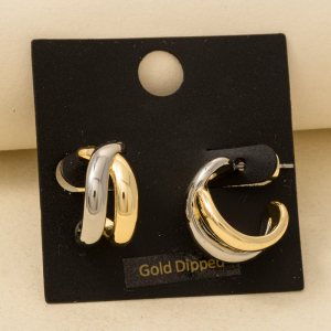 Gold Dipped Two Tone Loop Hoop Earrings