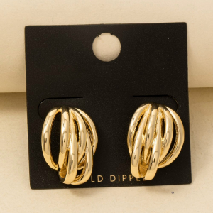 Gold Dipped Abstract Layered Stud Drop Earrings