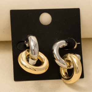 Gold Dipped Two Tone Double Hoop Earrings