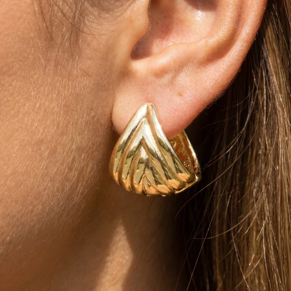 Gold Dipped Wide Weave Hinge Hoop Earrings