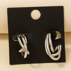 Gold Dipped Mixed Layered Oval Hoop Earrings