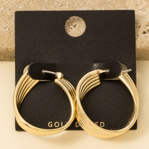 Gold Dipped 5 Row Layered Wavy Hoop Earrings