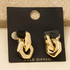Gold Dipped Links Hinge Hoop Earrings