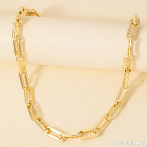 Gold Dipped Thick Oval Chain Link Necklace