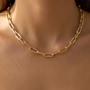 Gold Dipped Thick Oval Chain Link Necklace