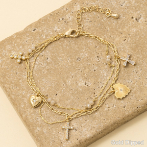 Gold Dipped Mixed Charms Dainty Chain Bracelet