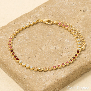 Gold Dipped Gradient Pink Tones Cz Tennis Bracelet