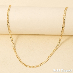 Gold Dipped Dainty Anchor Curb Classic Chain Necklace