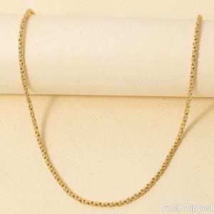 Gold Dipped Tight Braided Rope Classic Chain Necklace