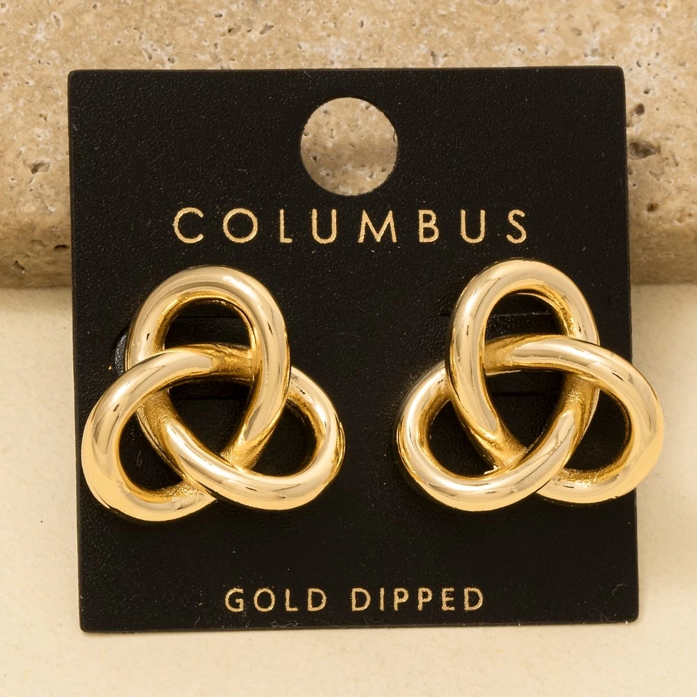 Gold Dipped Intricate Knot Stud Earrings