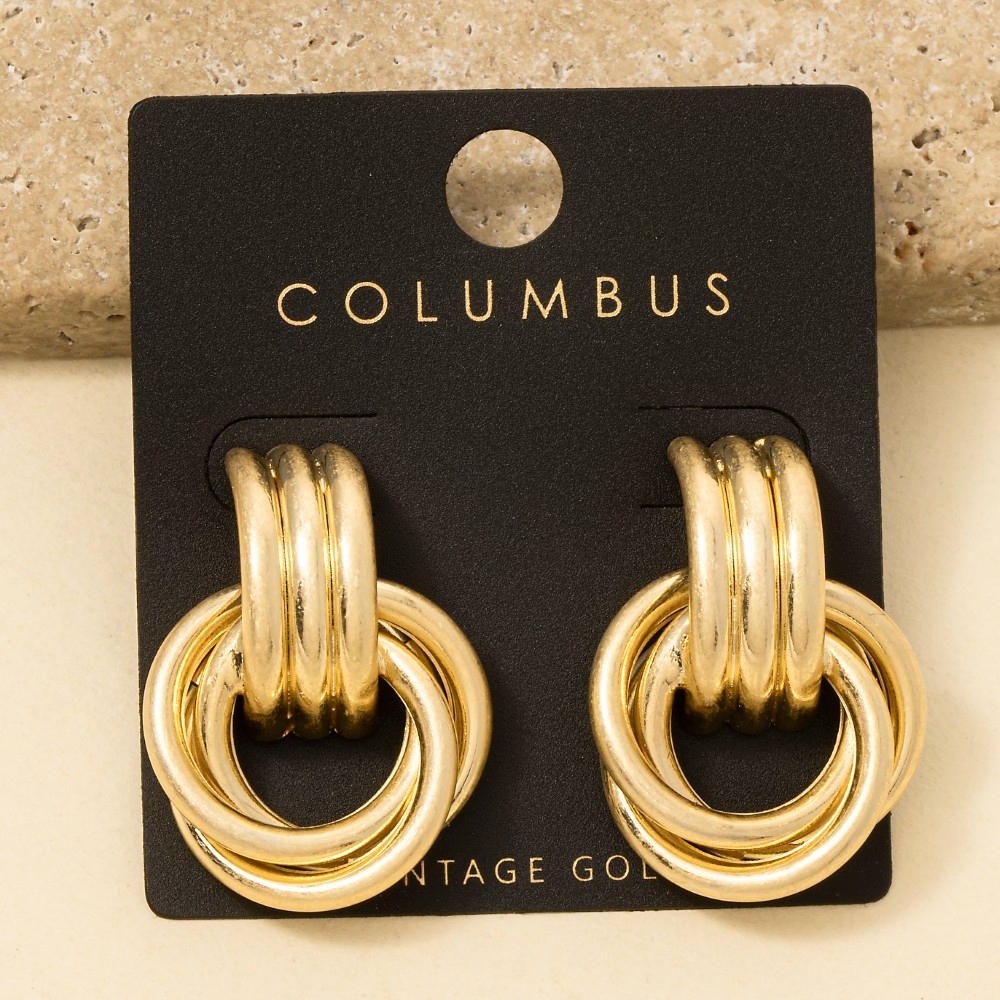 Vintage Gold Dipped Knot Hoop Earrings