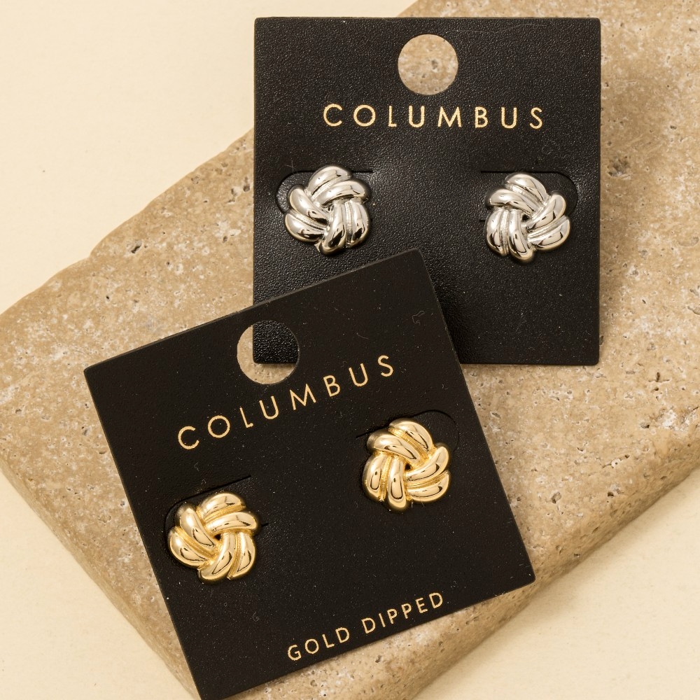 Gold Dipped Knot Stud Earrings