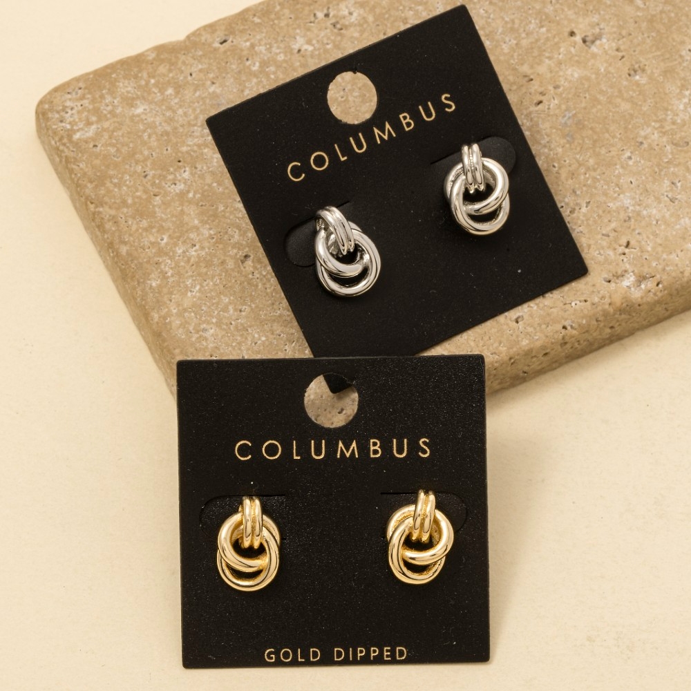 Gold Dipped Knotted Stud Earrings