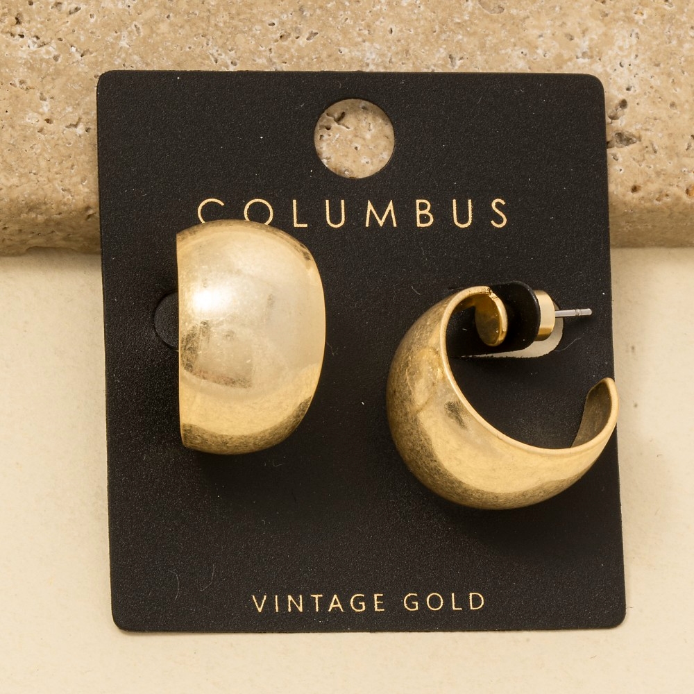 Vintage Gold Rounded Chunky Hoop Earrings