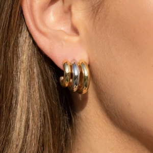 Gold Dipped Two Tone Layered Hoop Earrings