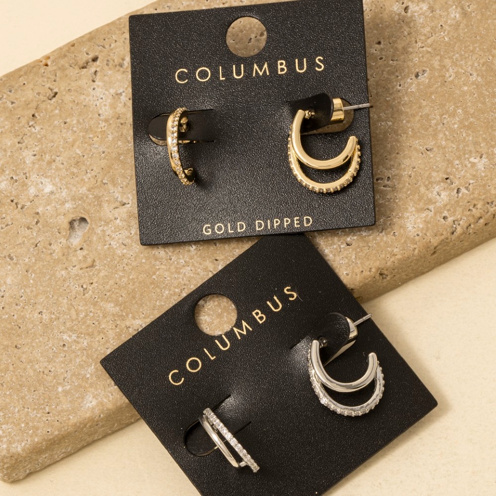 Gold Dipped Two Layered Hoop Earrings