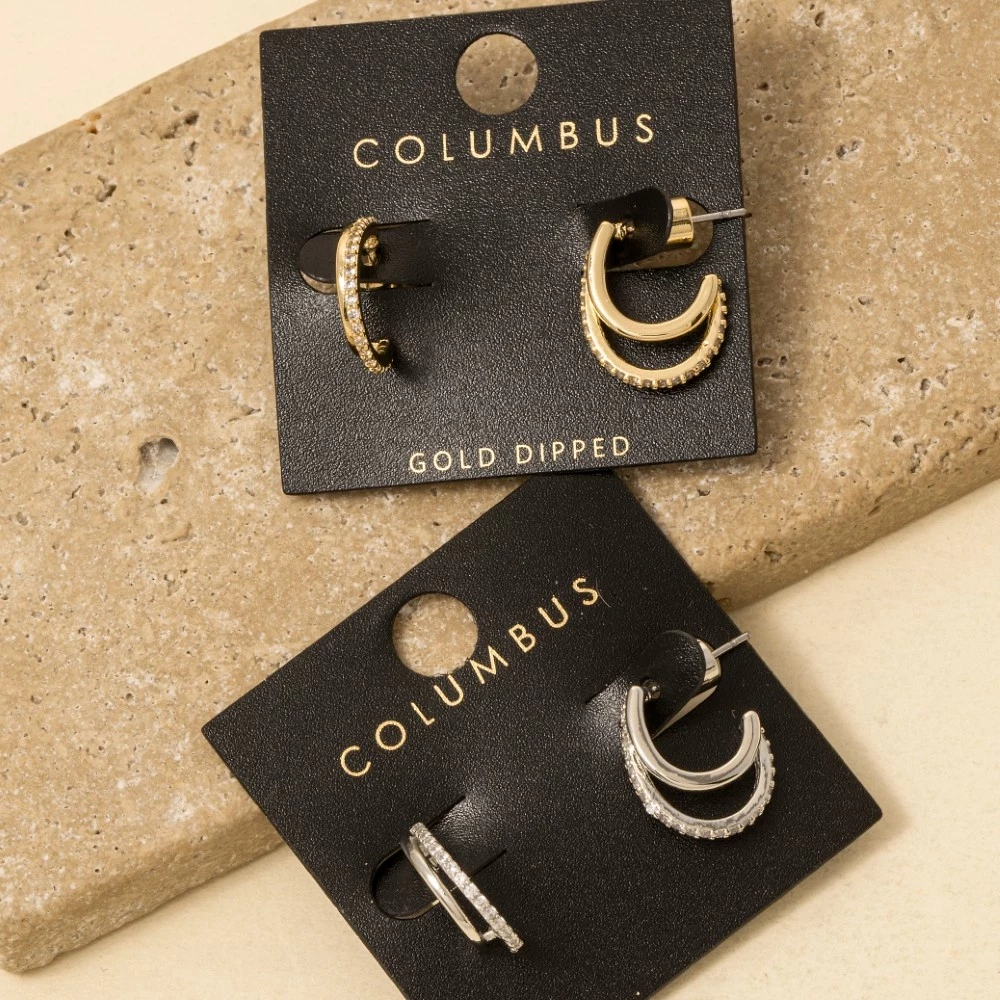 Gold Dipped Two Layered Hoop Earrings
