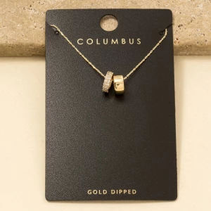 Pave Cz Double Ring Slider Necklace