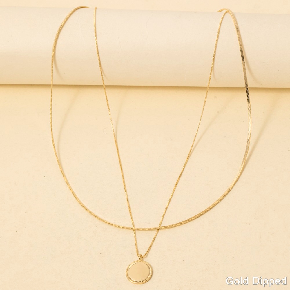 Gold Dipped Layered Coin Pendant Necklace