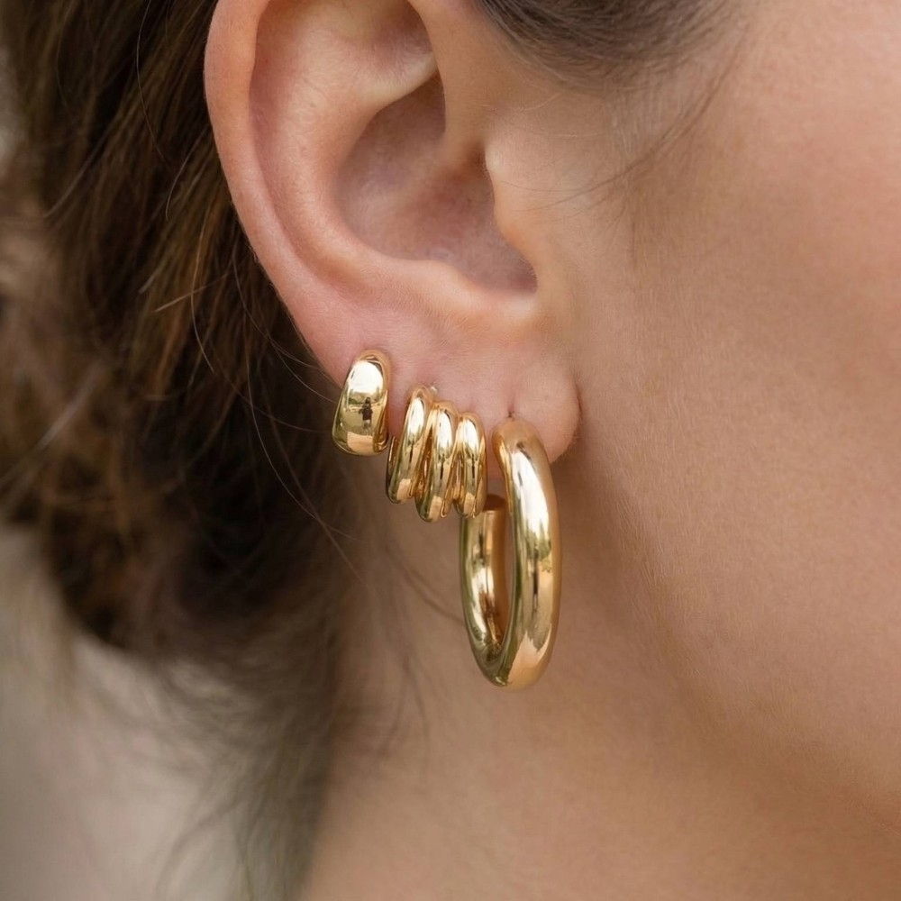 Gold Dipped Mixed Sized Hoop Earrings Set