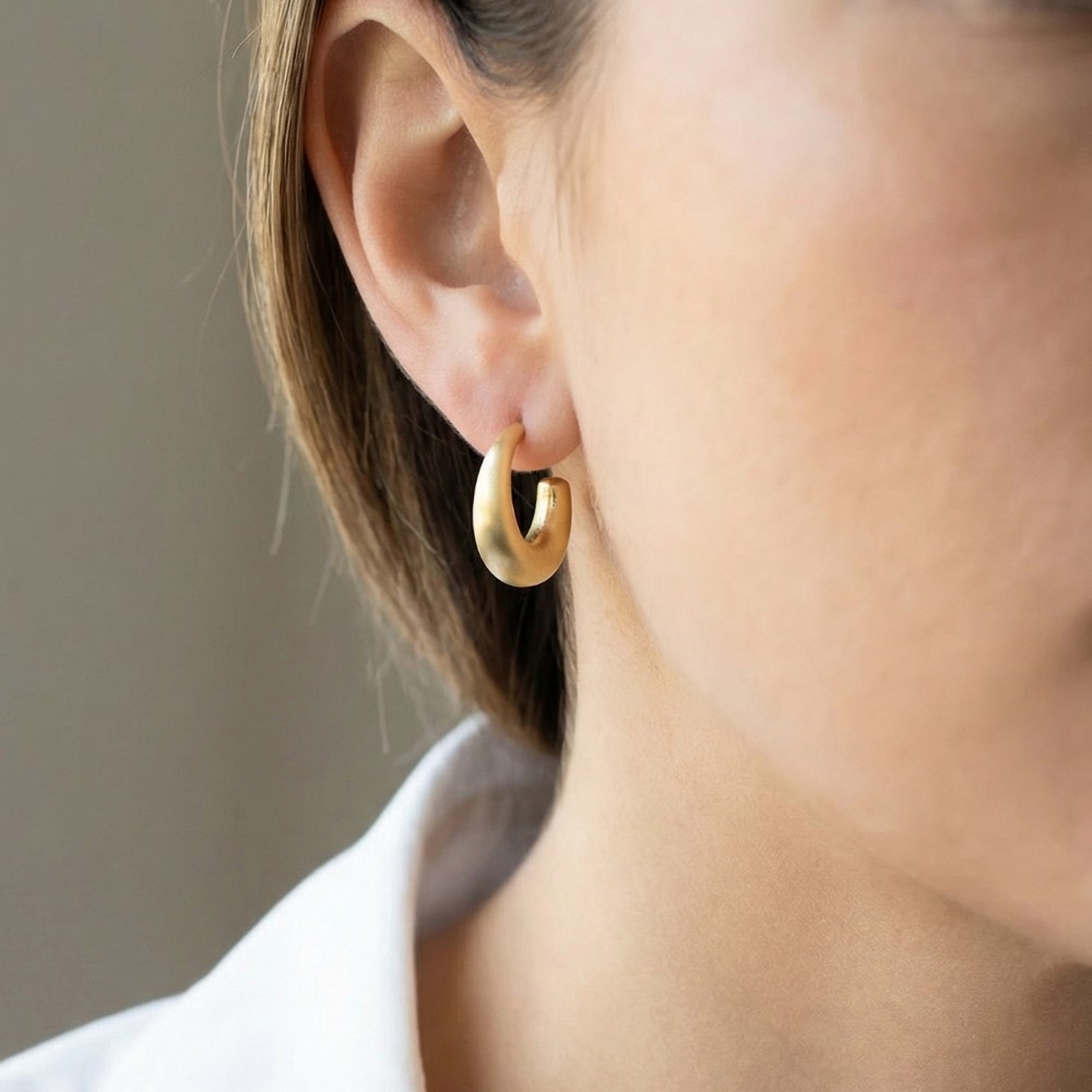 Gold Dipped Brushed Hoop Earrings