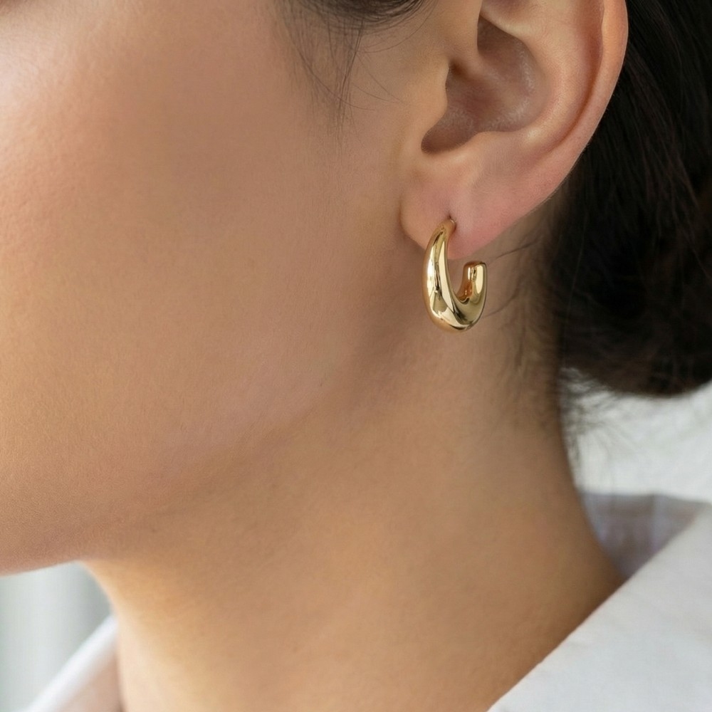 Gold Dipped Simple Hoop Earrings