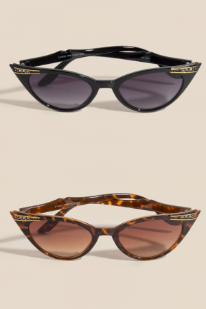 Rhinestone Trim Cat Eye Sunglasses Set