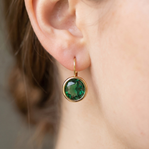 Gold Dipped Bezel Round Cz Drop Earrings